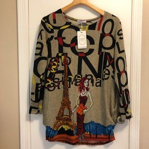 Long Sleeve Paris Themed Sweater (NWT)